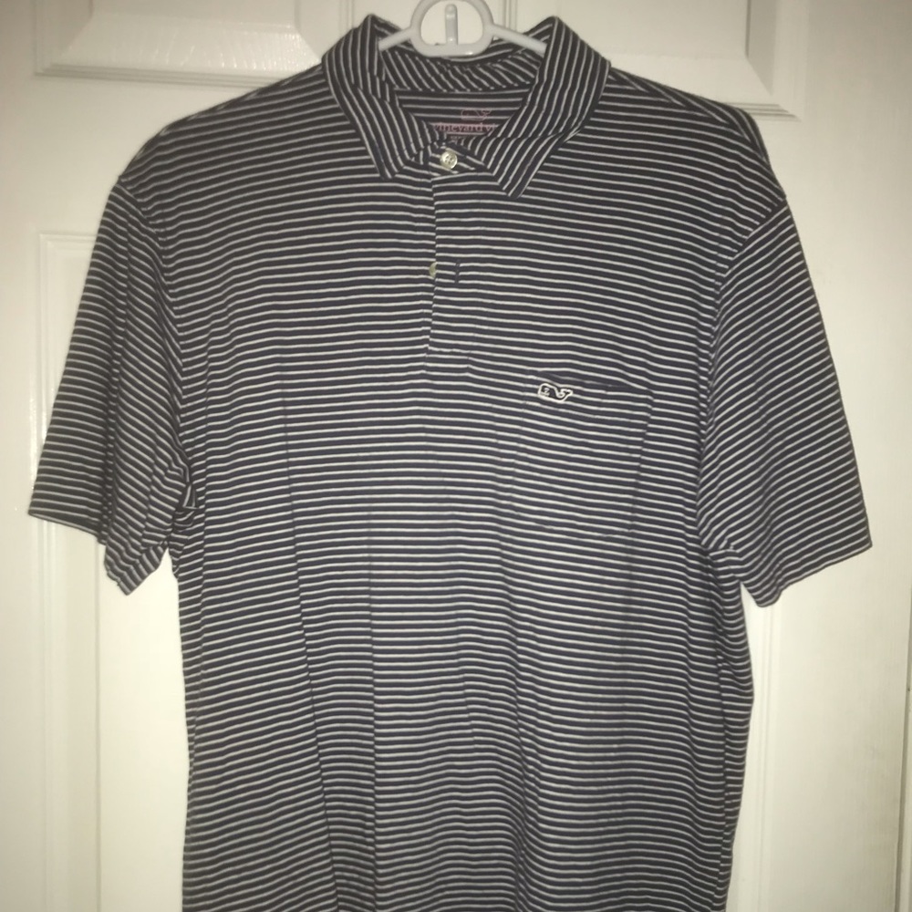 Vineyard vines navy blue striped polo